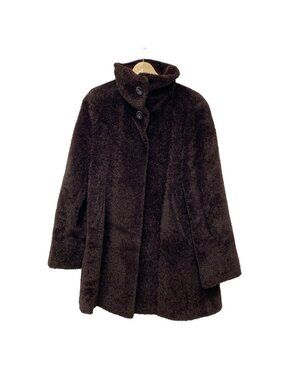 Max Mara Coat 42 M Dark Brown Alpaca Wool Long Sleeve Winter